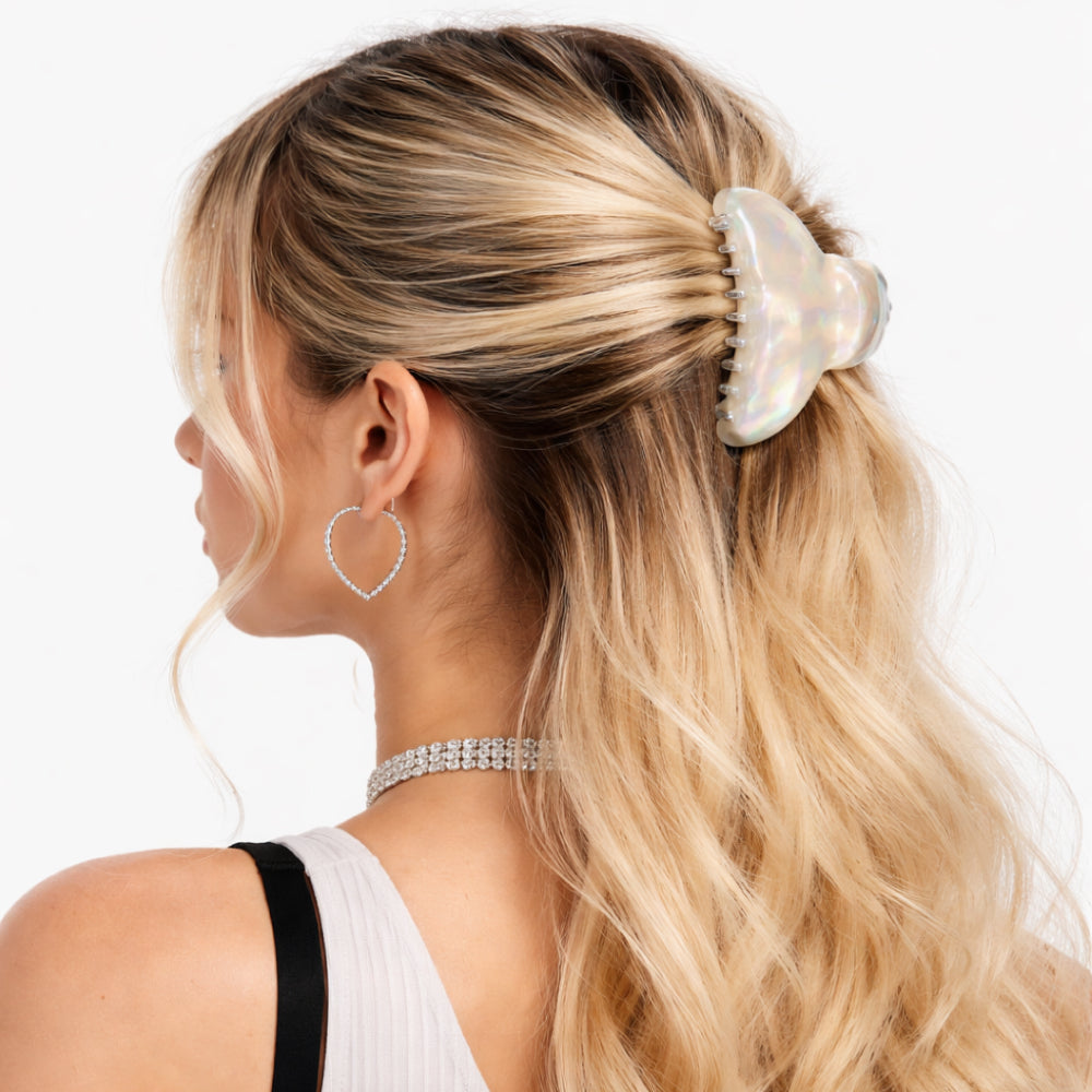 Cloud Claw Clip in Pearl for half-up hairstyles