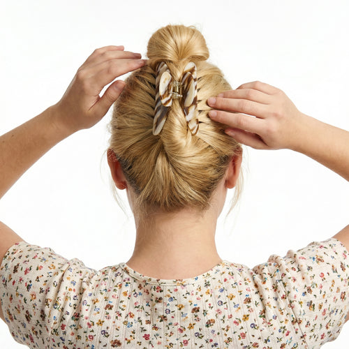 Cloud Claw Clip in Mocha Marble